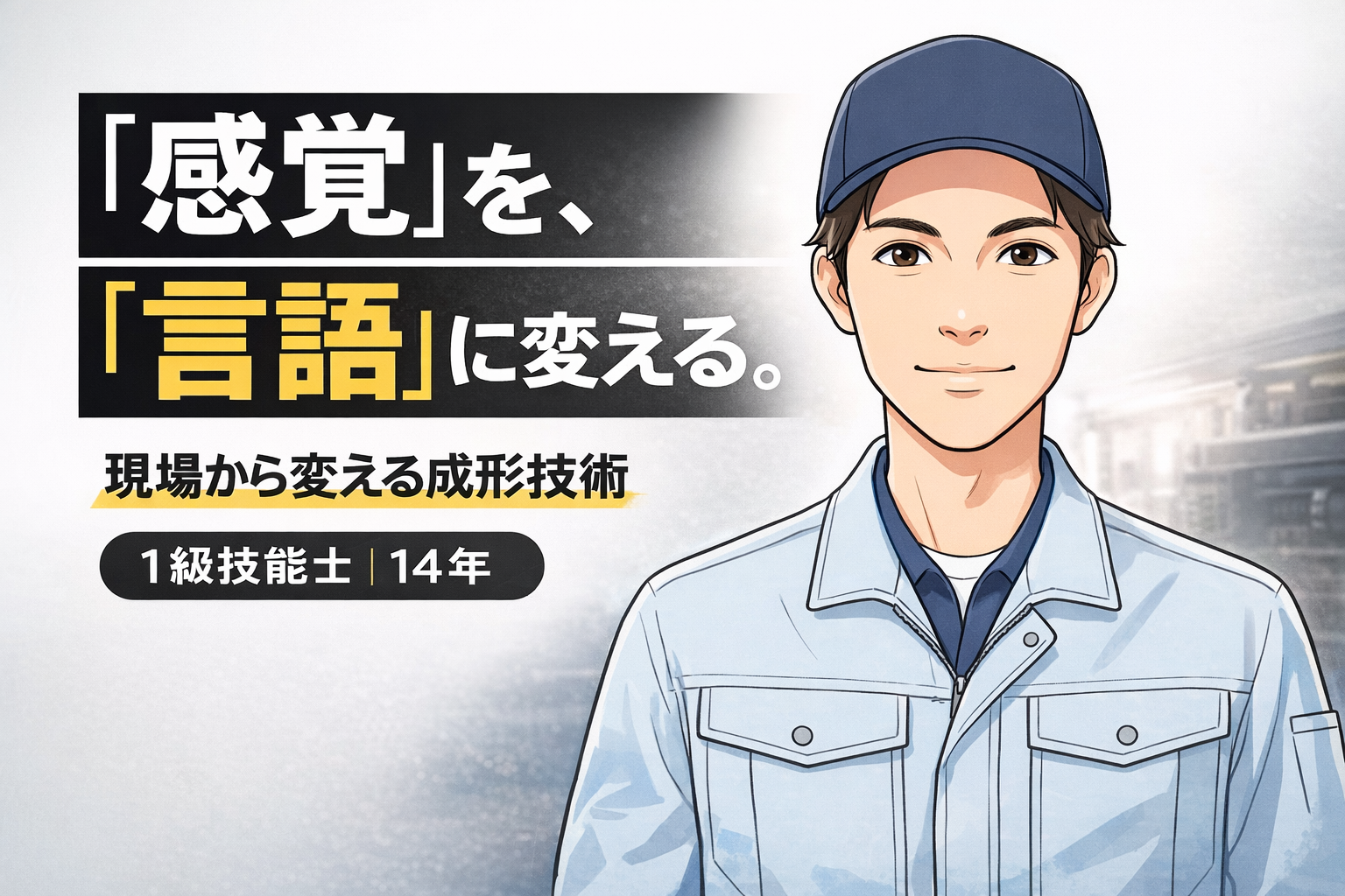 1級射出成形技能士ゆーじの「感覚を言語に変える」コンセプトイメージ
